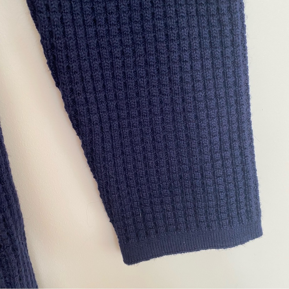 Engineered Garments Crew Neck Fisherman Sweater in Navy‎ Waffle - Picture 9 of 11